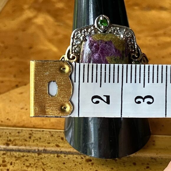 Tasmanian Stichtite Chrome Diopside Sterling Silver Cocktail Ring Size 9 - Picture 9 of 11